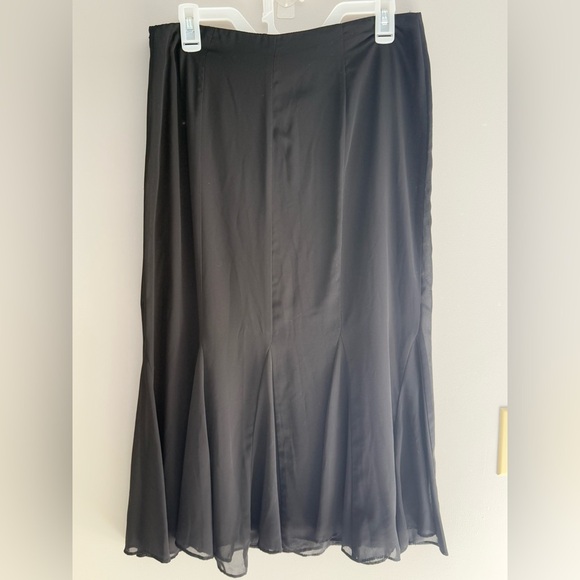 MSK Womens Black Chiffon Maxi Ruffled Lined Y2K Elastic Skirt Goth Dark Romantic - Picture 1 of 9